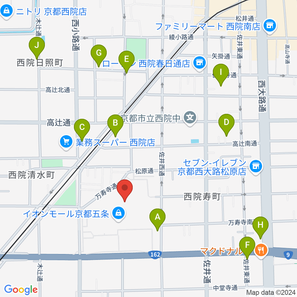 JEUGIAカルチャーセンター イオンモール京都五条周辺のホテル一覧地図