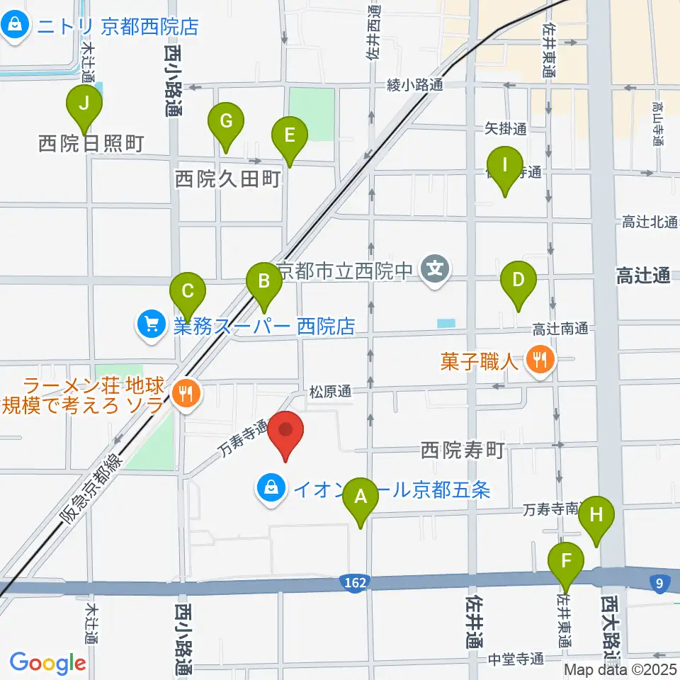JEUGIAカルチャーセンター イオンモール京都五条周辺のホテル一覧地図
