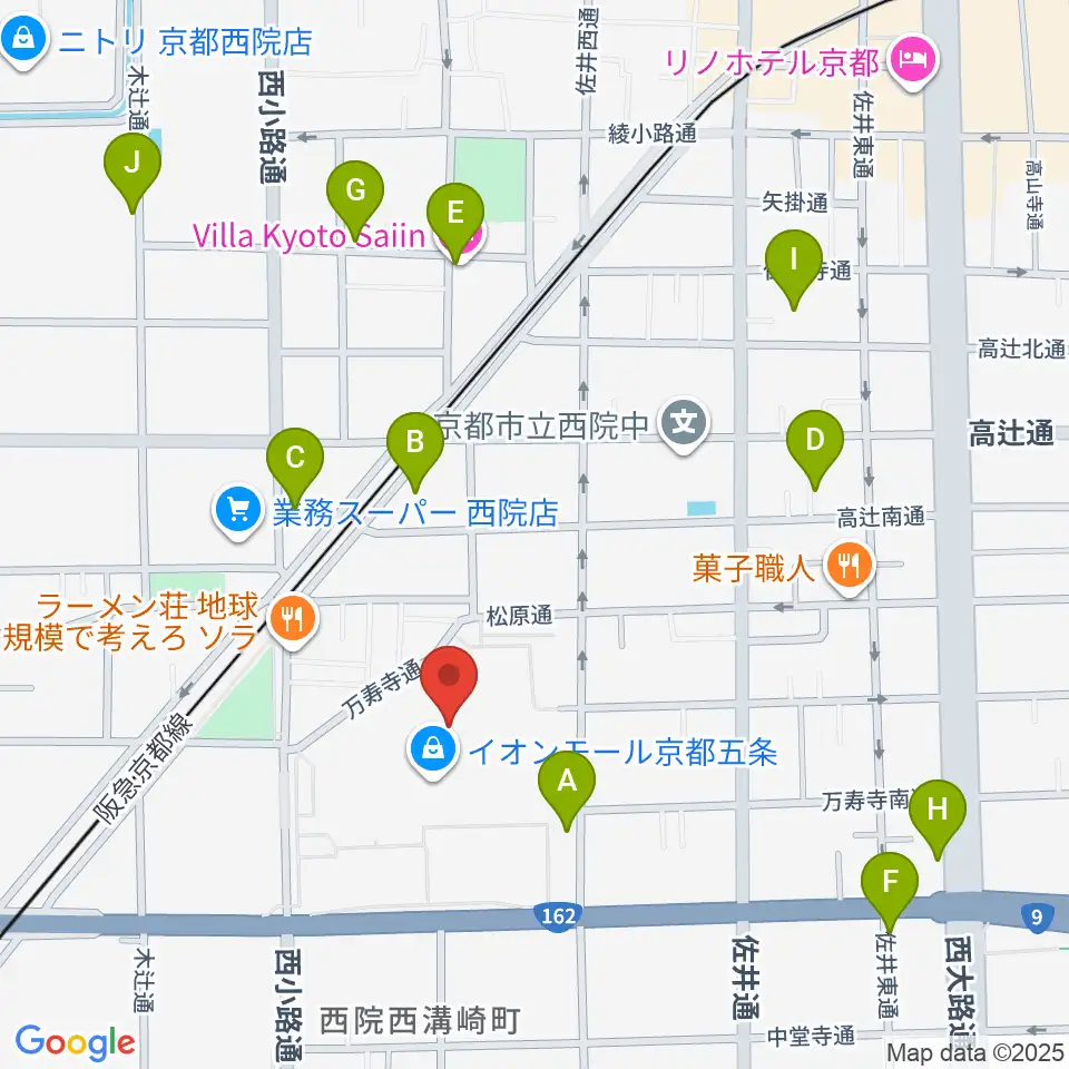 JEUGIAカルチャーセンター イオンモール京都五条周辺のホテル一覧地図