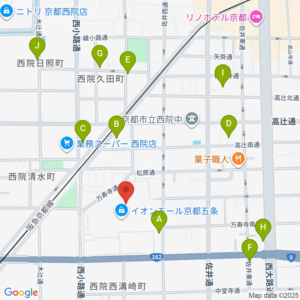 JEUGIAカルチャーセンター イオンモール京都五条周辺のホテル一覧地図