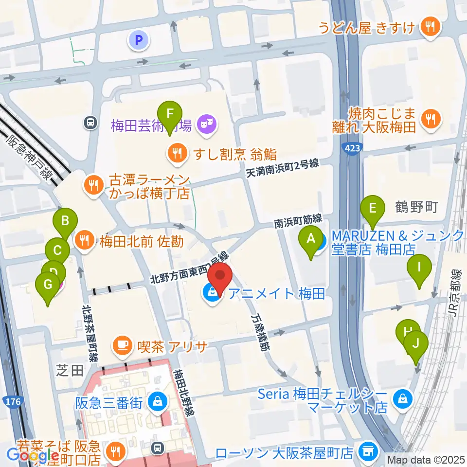 タワーレコード梅田NU茶屋町店周辺のホテル一覧地図