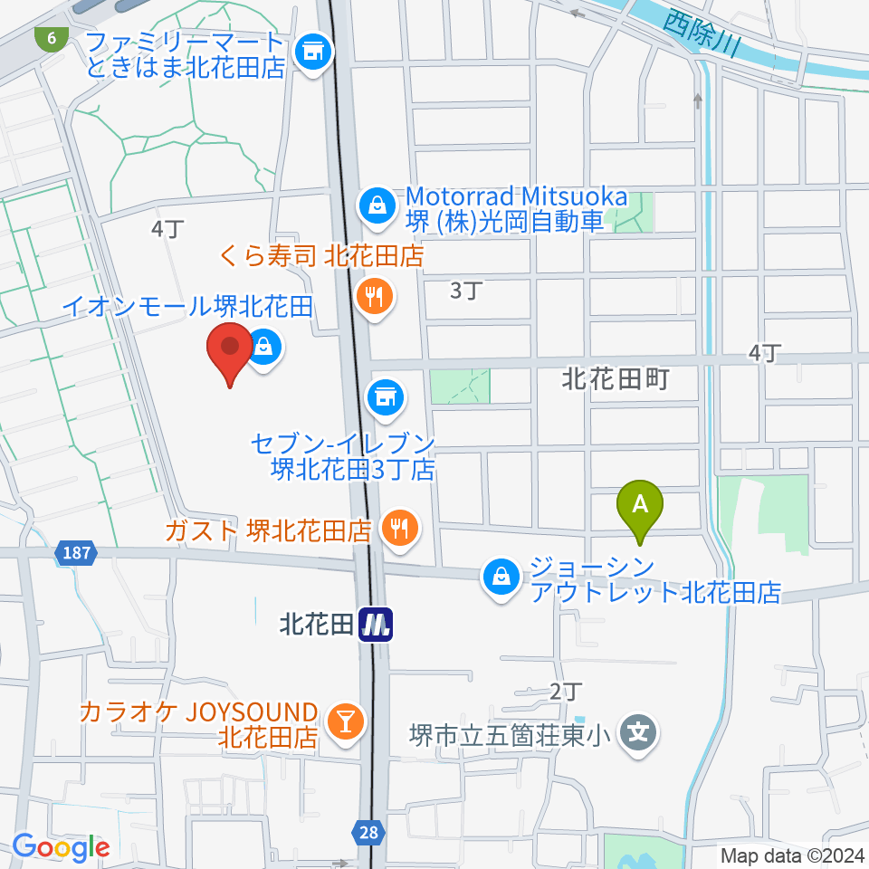 JEUGIAカルチャーセンター イオンモール堺北花田周辺のホテル一覧地図