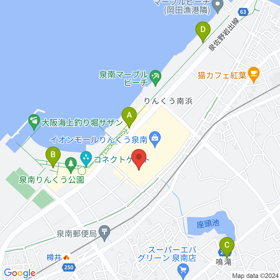 JEUGIAカルチャーセンター イオンモールりんくう泉南周辺のホテル一覧地図