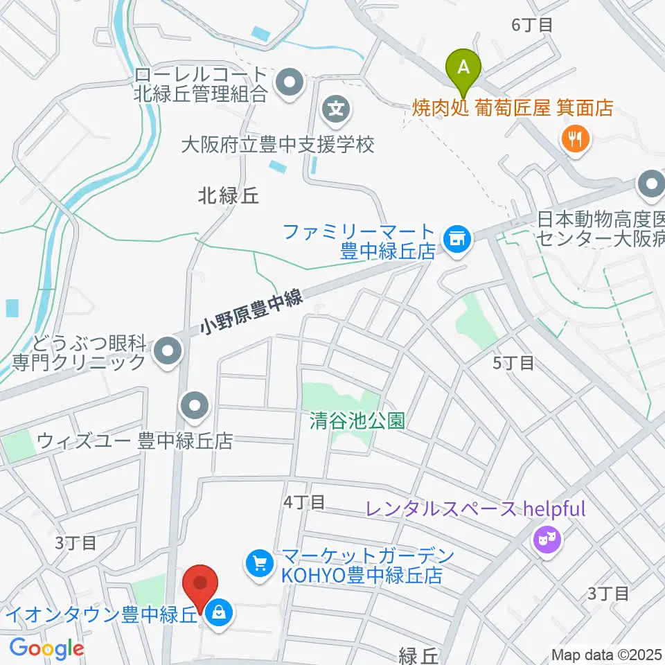 JEUGIAカルチャーセンター イオンタウン豊中緑丘周辺のホテル一覧地図