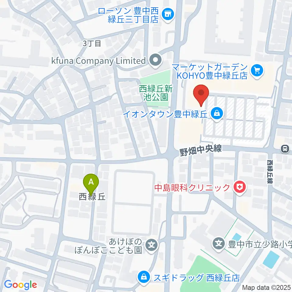 JEUGIAカルチャーセンター イオンタウン豊中緑丘周辺のホテル一覧地図