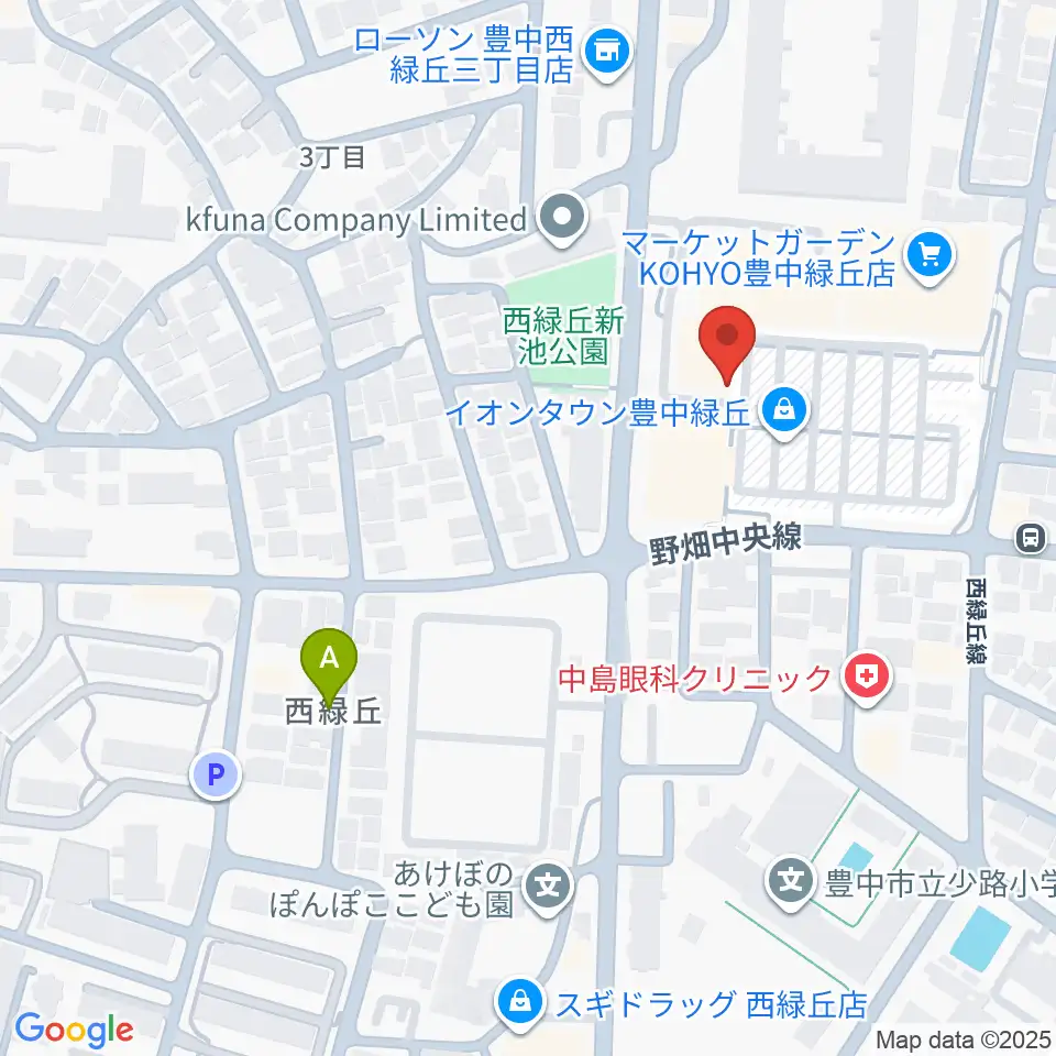 JEUGIAカルチャーセンター イオンタウン豊中緑丘周辺のホテル一覧地図