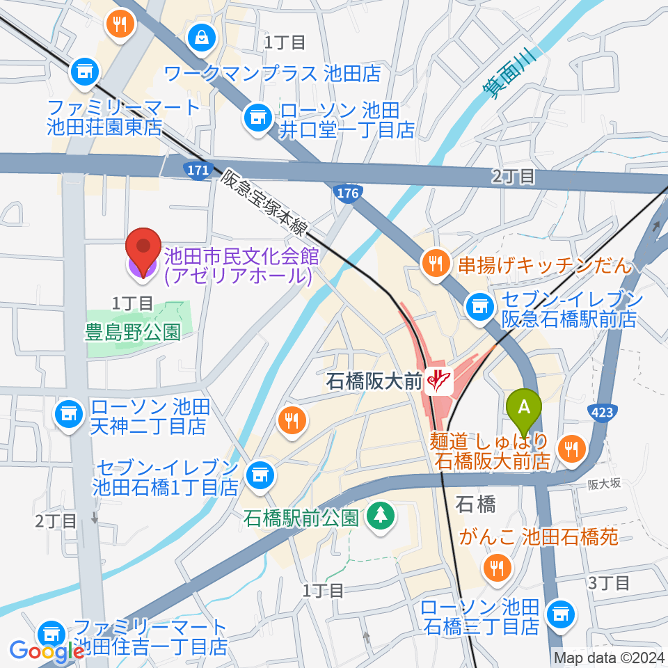 スタジオアゼリア周辺のホテル一覧地図