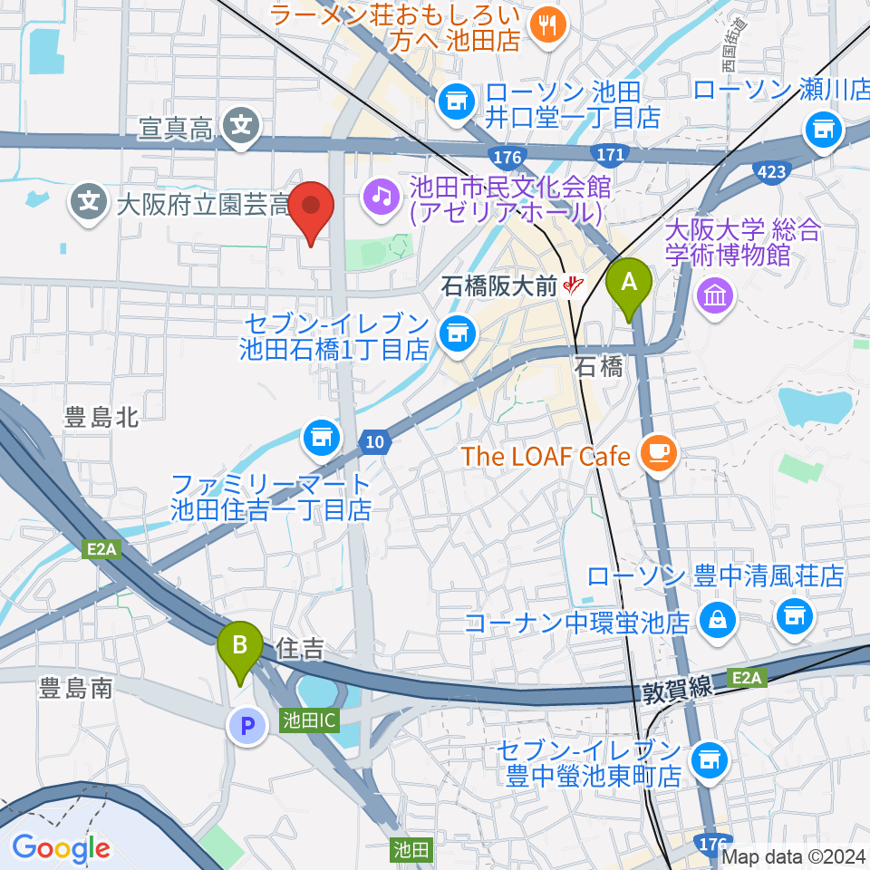 池田市立カルチャープラザ周辺のホテル一覧地図