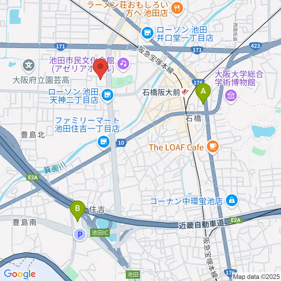 池田市立カルチャープラザ周辺のホテル一覧地図