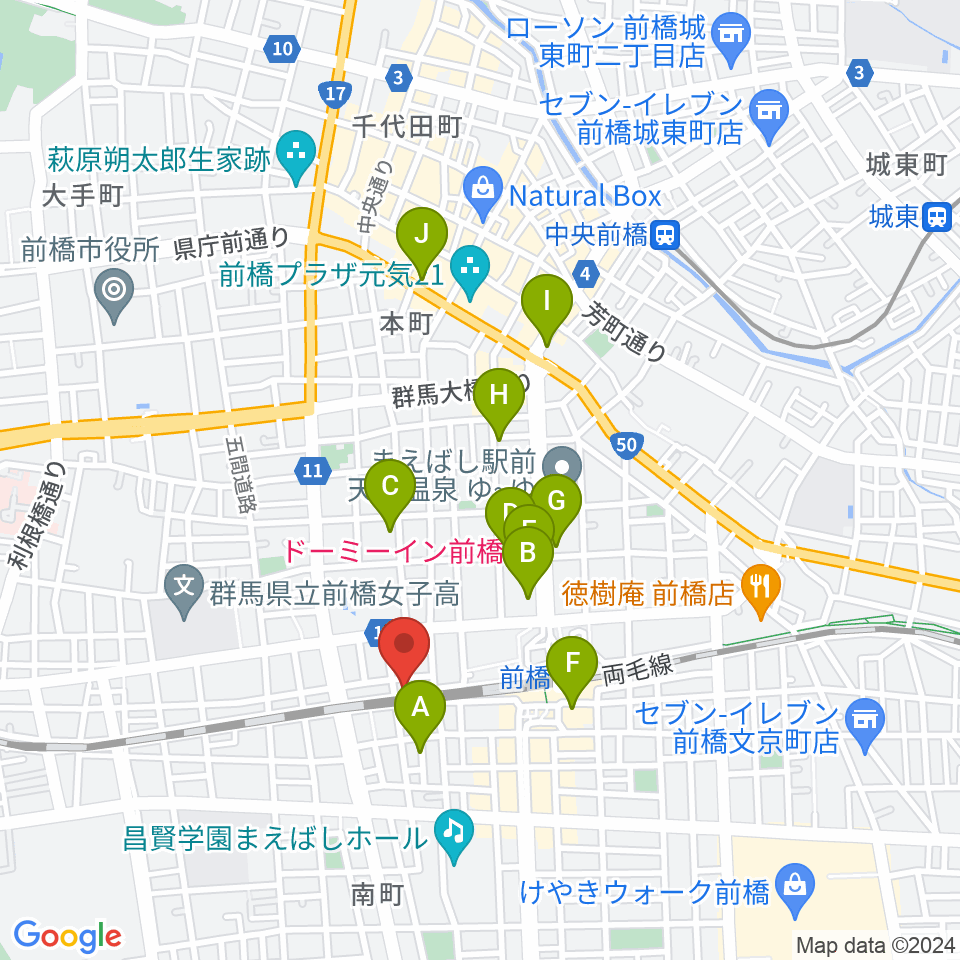 ダストボウル前橋店周辺のホテル一覧地図