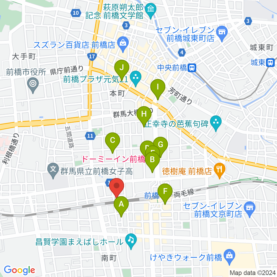 ダストボウル前橋店周辺のホテル一覧地図