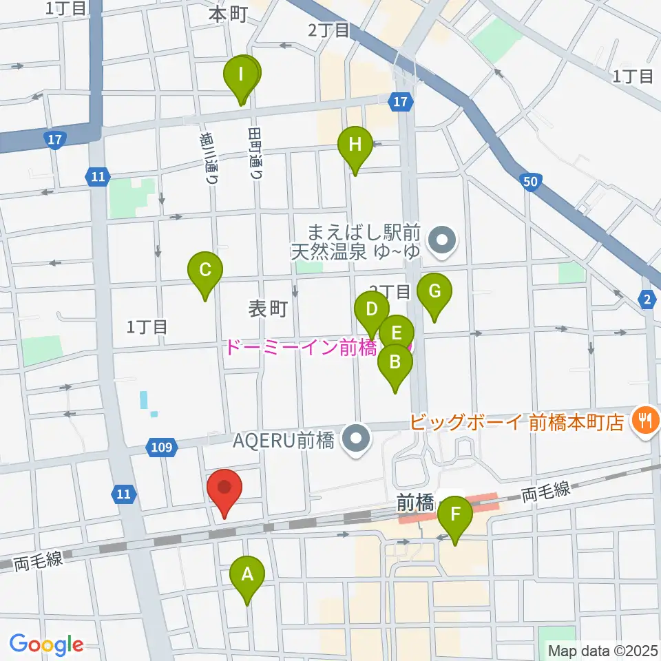 ダストボウル前橋店周辺のホテル一覧地図