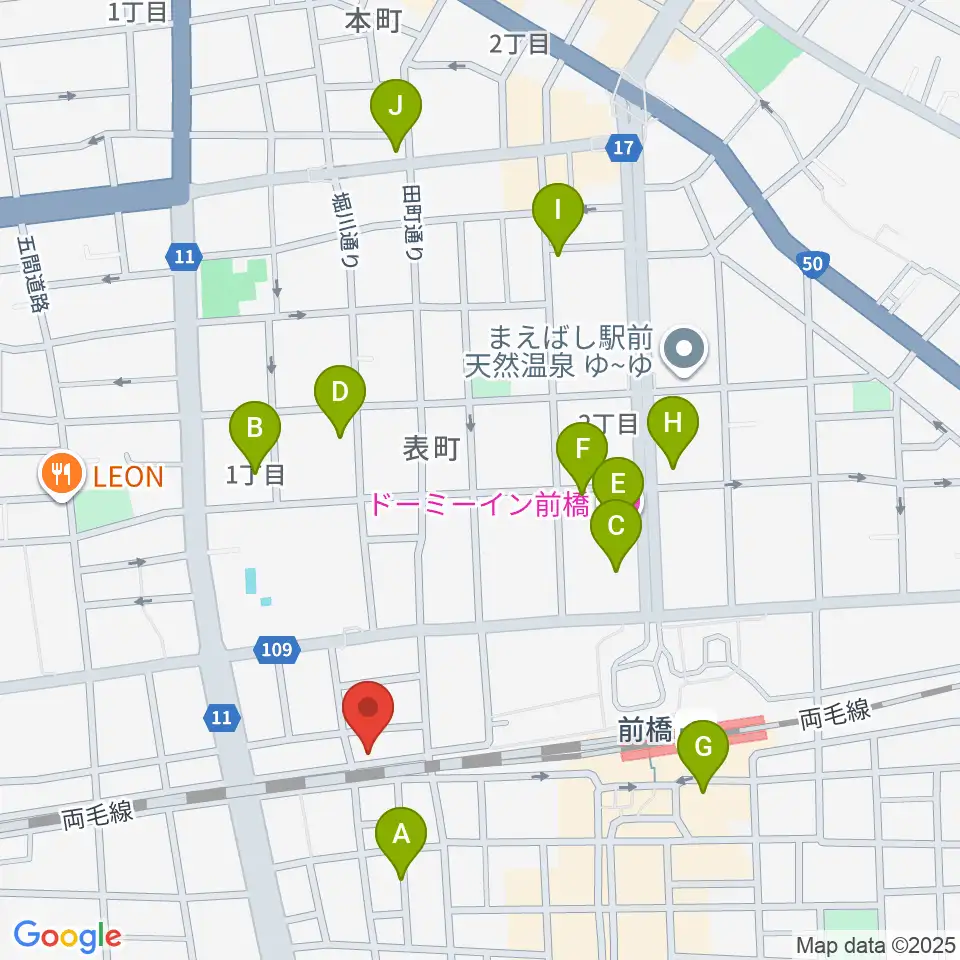 ダストボウル前橋店周辺のホテル一覧地図