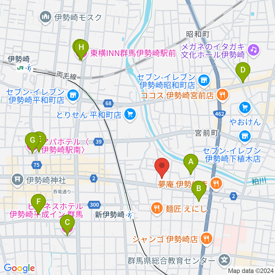 ダストボウル伊勢崎店周辺のホテル一覧地図