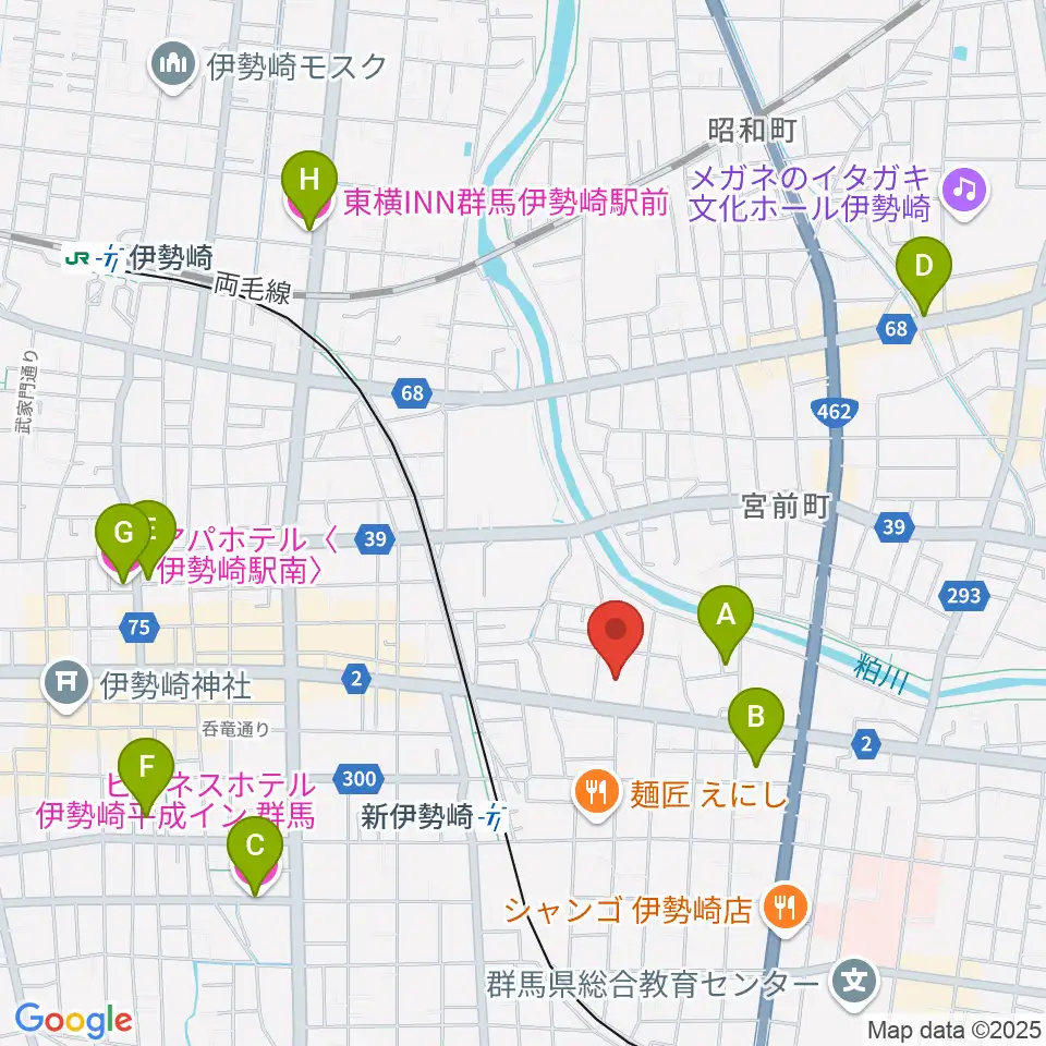 ダストボウル伊勢崎店周辺のホテル一覧地図