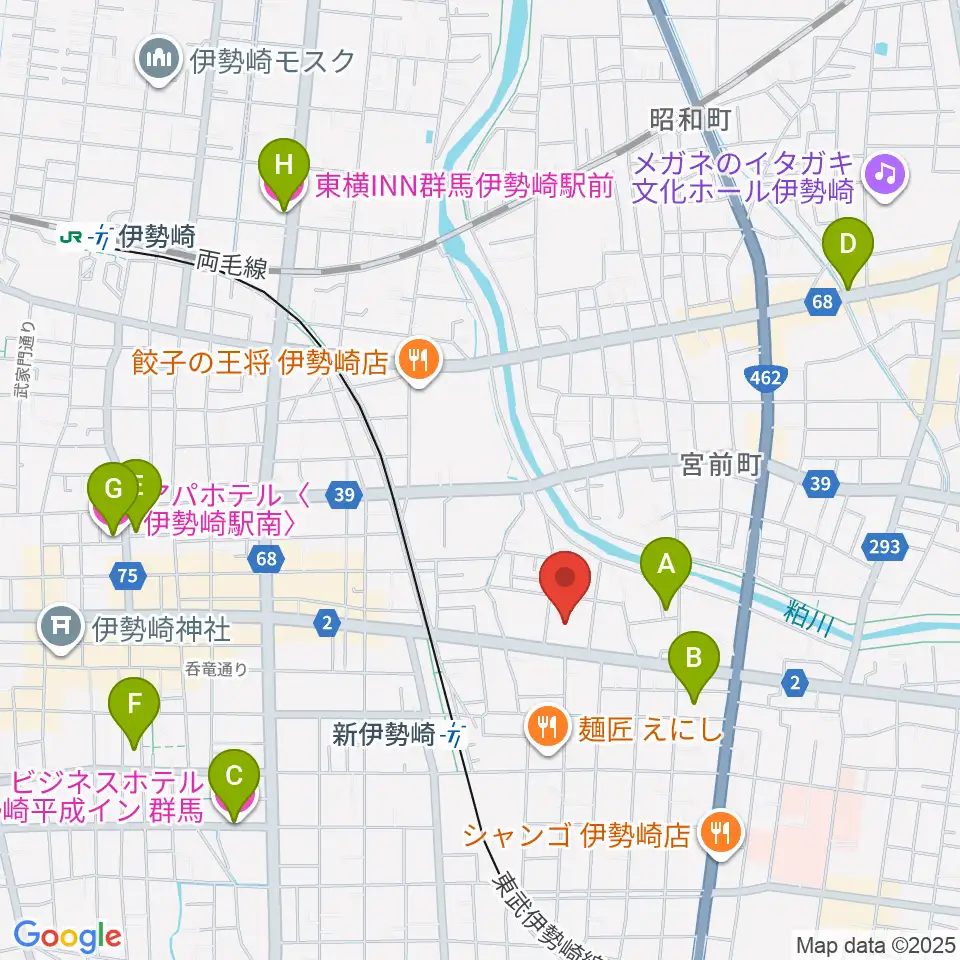 ダストボウル伊勢崎店周辺のホテル一覧地図