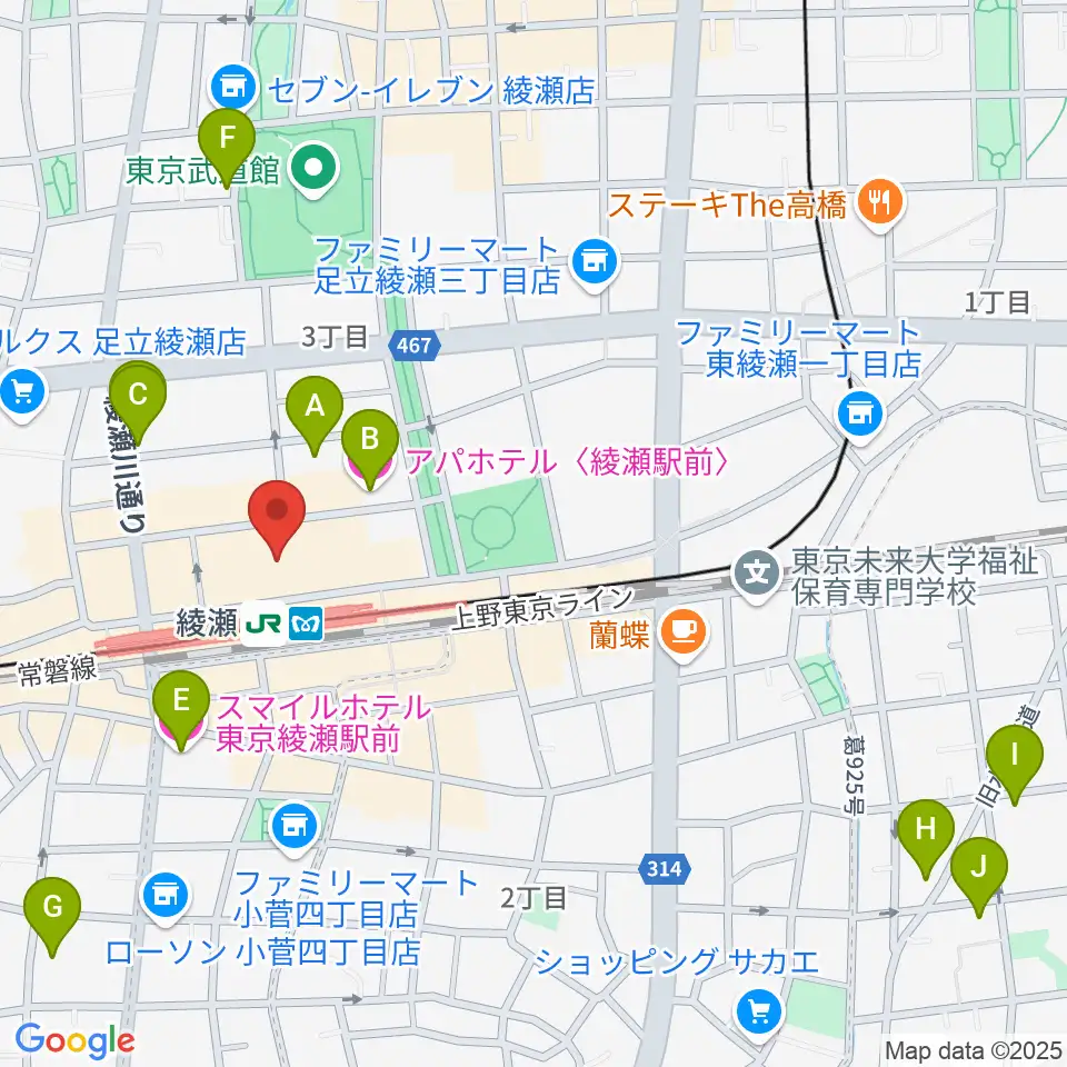 セブンカルチャークラブ綾瀬周辺のホテル一覧地図