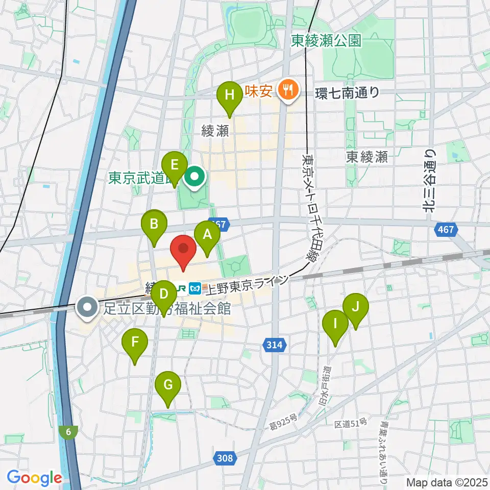 セブンカルチャークラブ綾瀬周辺のホテル一覧地図
