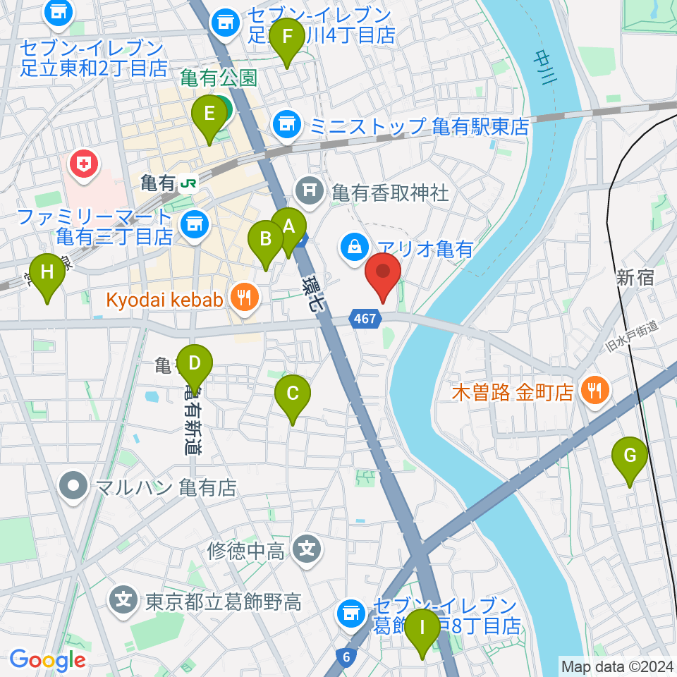 セブンカルチャークラブ亀有周辺のホテル一覧地図