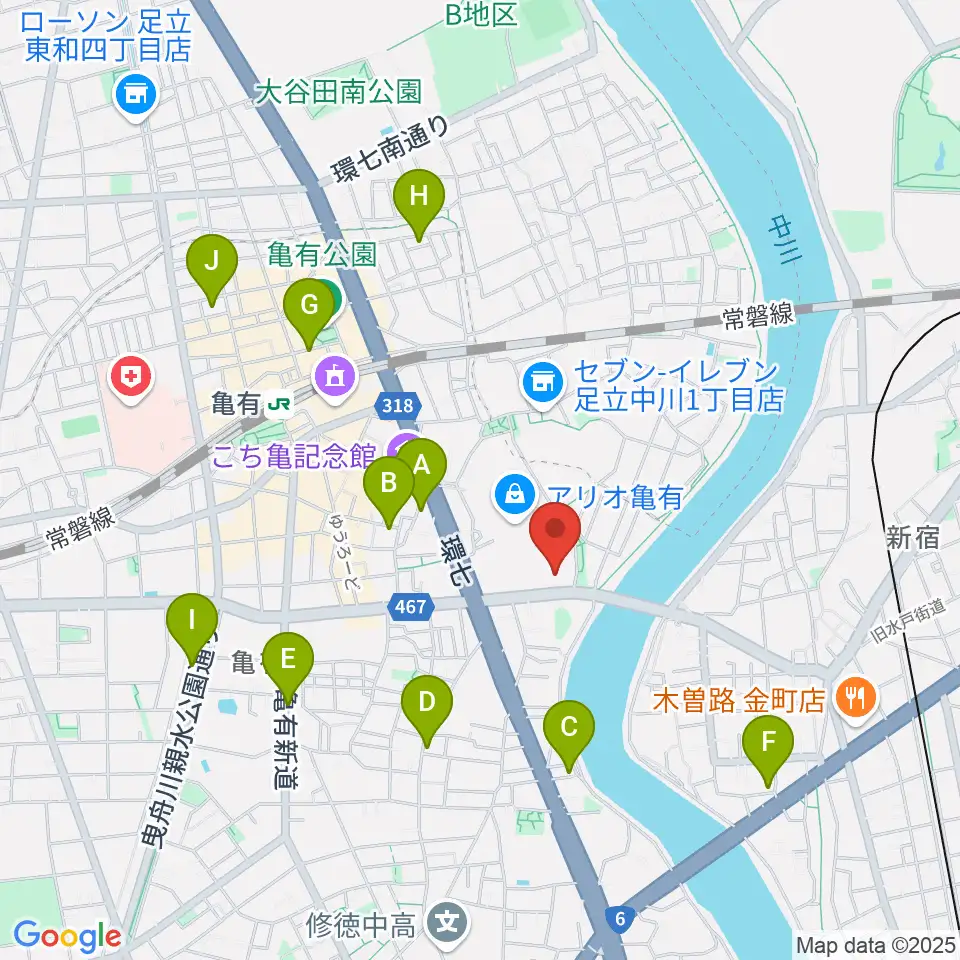 セブンカルチャークラブ亀有周辺のホテル一覧地図