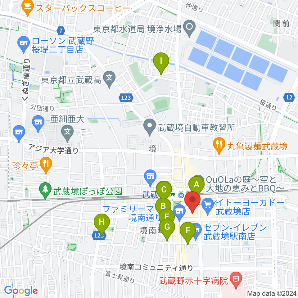 セブンカルチャークラブ武蔵境周辺のホテル一覧地図