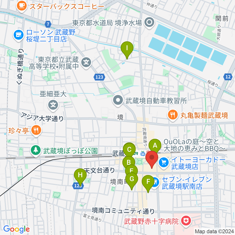 セブンカルチャークラブ武蔵境周辺のホテル一覧地図