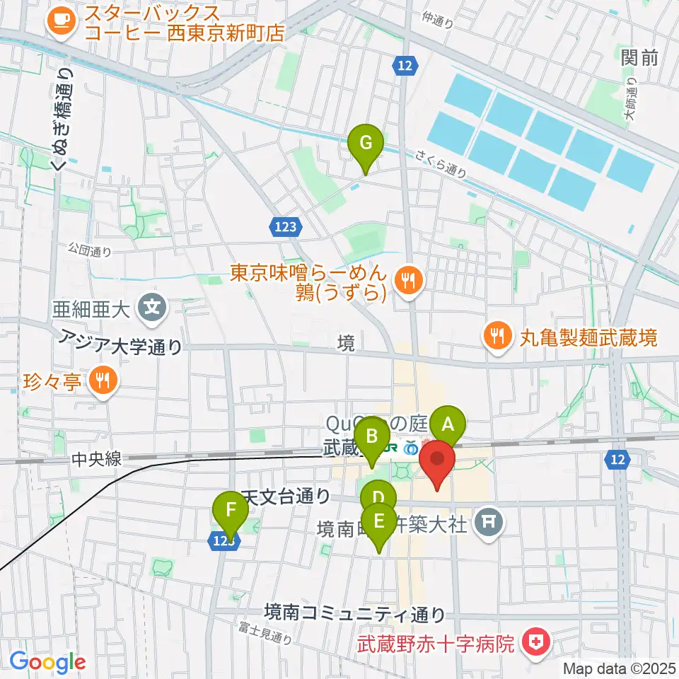 セブンカルチャークラブ武蔵境周辺のホテル一覧地図