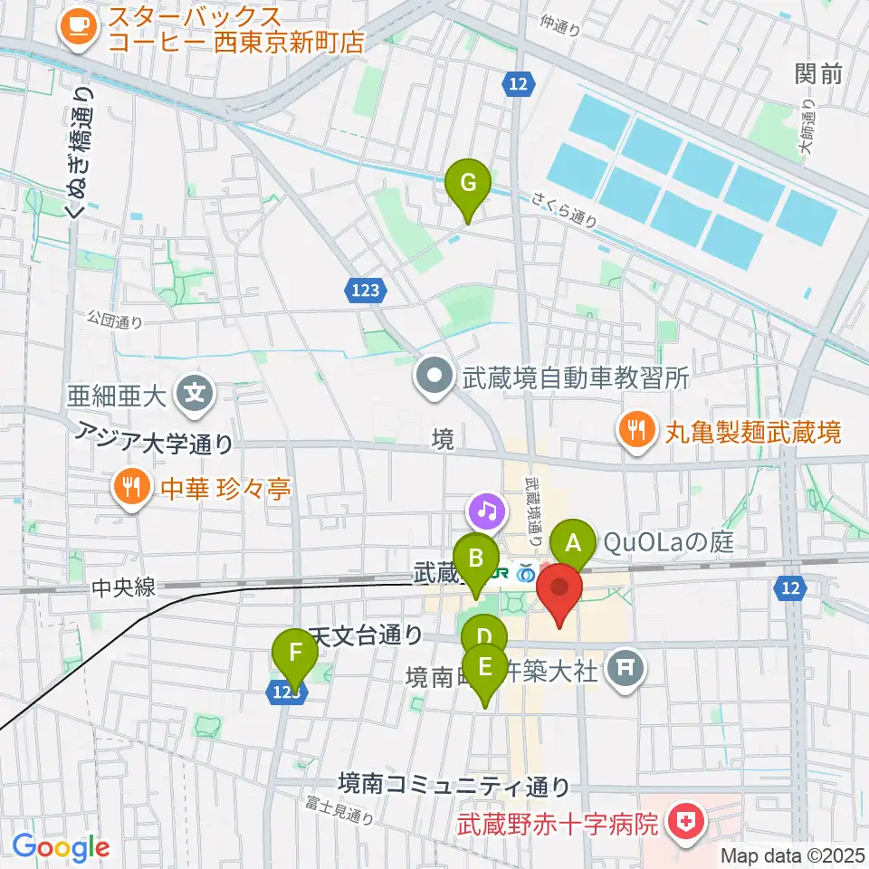 セブンカルチャークラブ武蔵境周辺のホテル一覧地図