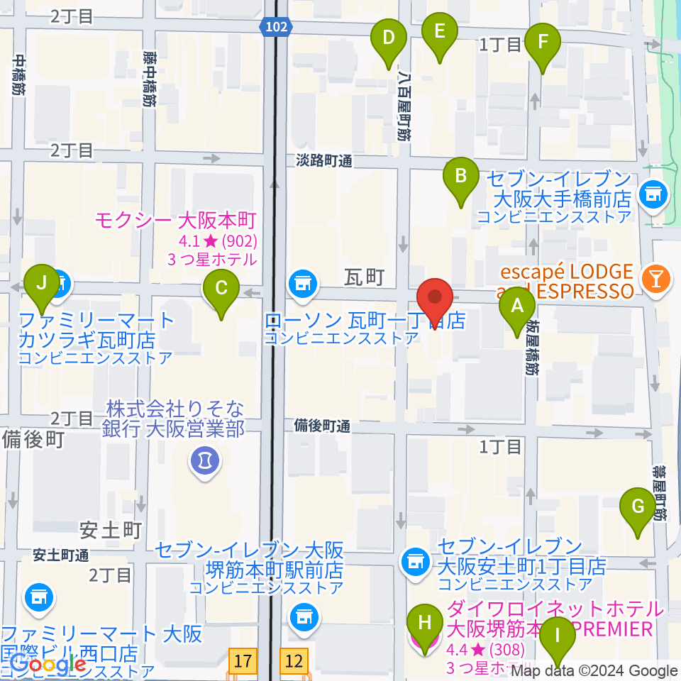 ライブスポットテンション周辺のホテル一覧地図