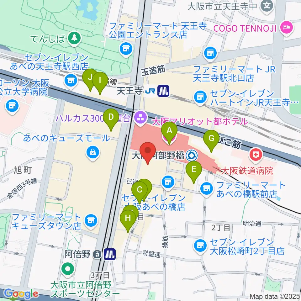 タワーレコード あべのHoop店周辺のホテル一覧地図