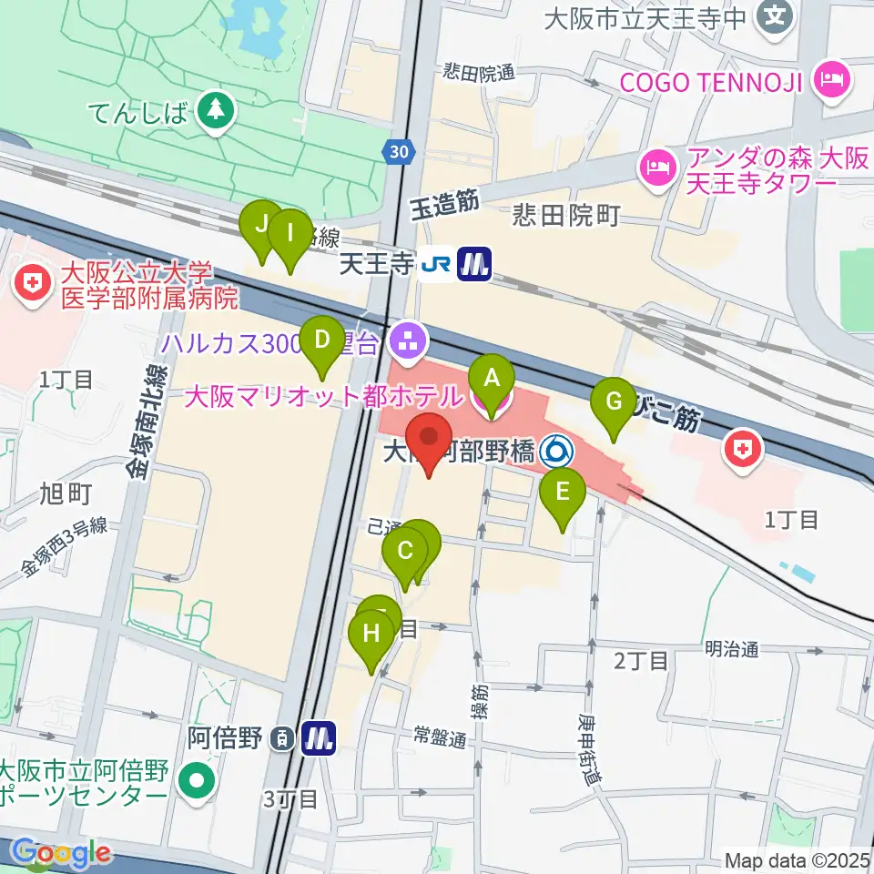 タワーレコード あべのHoop店周辺のホテル一覧地図