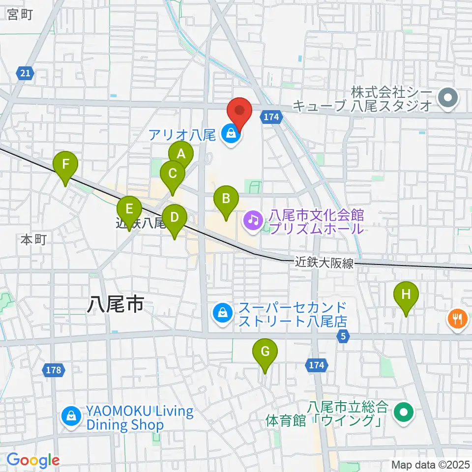 タワーレコード アリオ八尾店周辺のホテル一覧地図