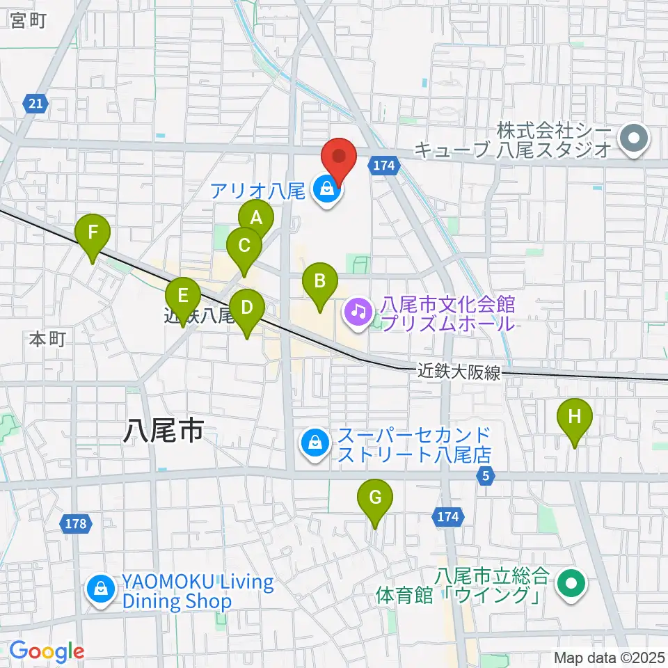 タワーレコード アリオ八尾店周辺のホテル一覧地図