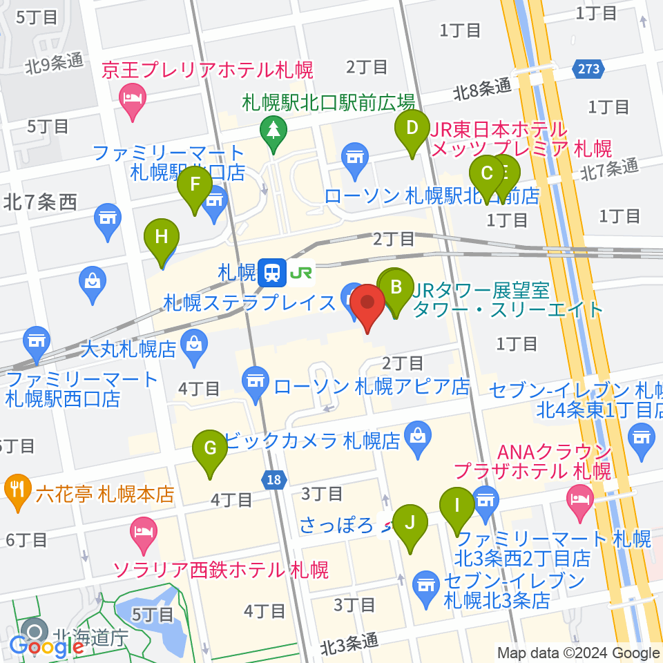 HMV札幌ステラプレイス周辺のホテル一覧地図