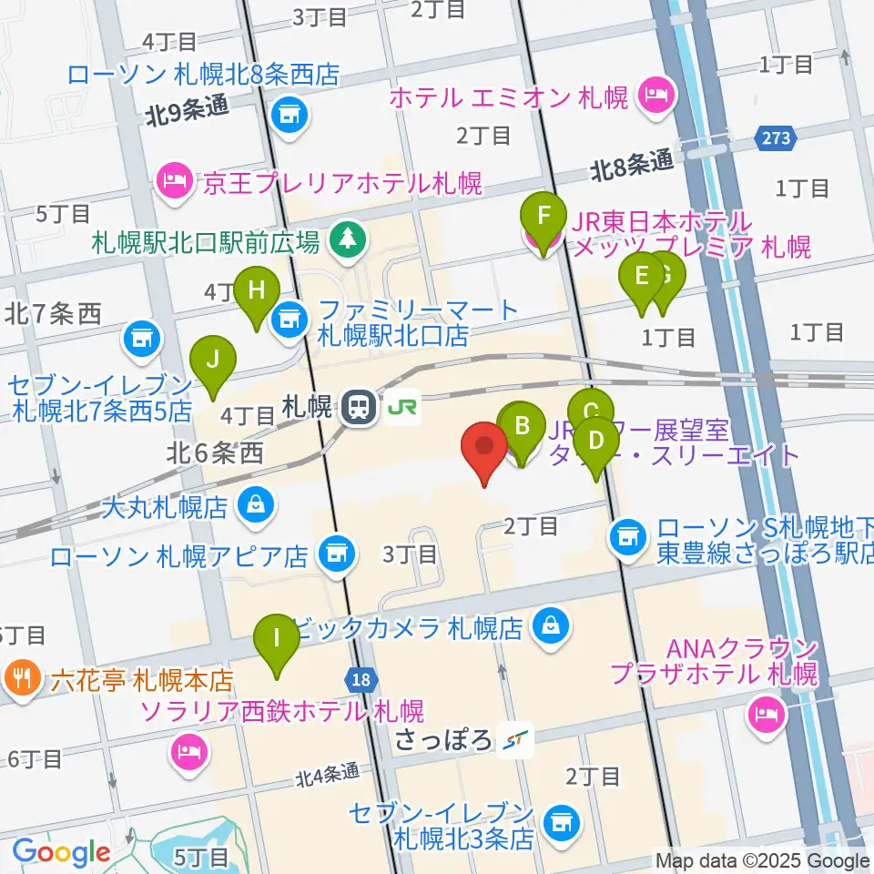 HMV札幌ステラプレイス周辺のホテル一覧地図