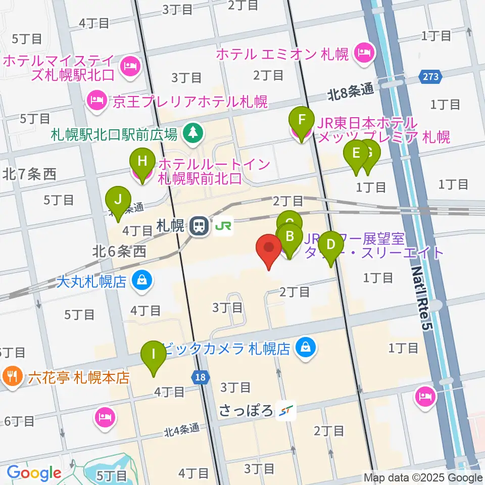 HMV札幌ステラプレイス周辺のホテル一覧地図