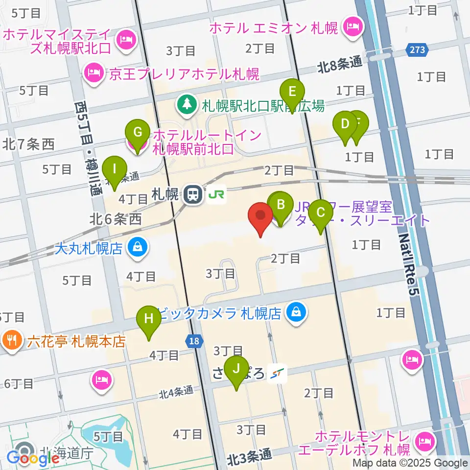 HMV札幌ステラプレイス周辺のホテル一覧地図