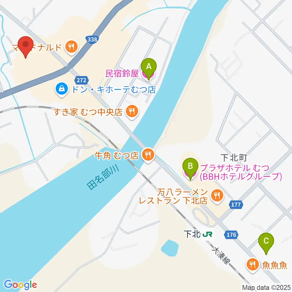TSUTAYA むつ店周辺のホテル一覧地図
