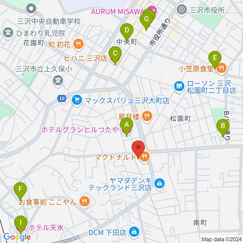 ゲオ三沢店周辺のホテル一覧地図