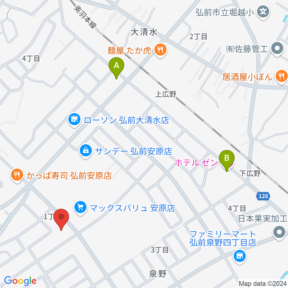 ゲオ弘前安原店周辺のホテル一覧地図