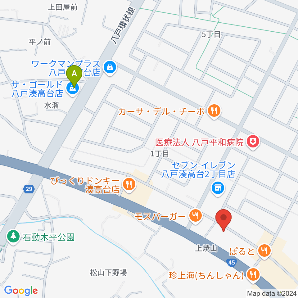 ゲオ八戸湊高台店周辺のホテル一覧地図