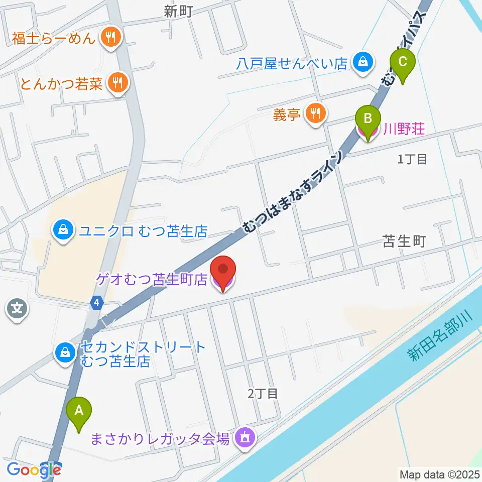 ゲオむつ苫生町店周辺のホテル一覧地図