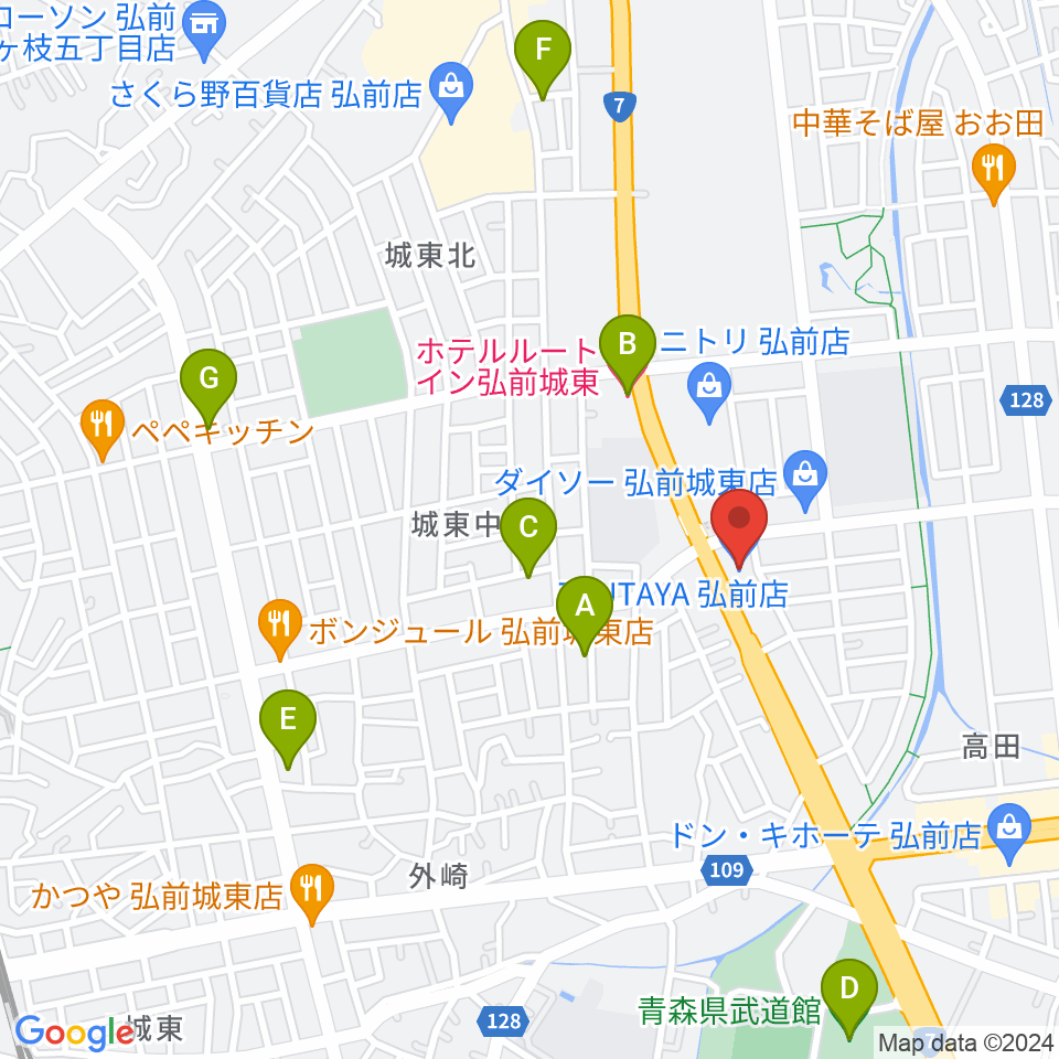 TSUTAYA 弘前店周辺のホテル一覧地図