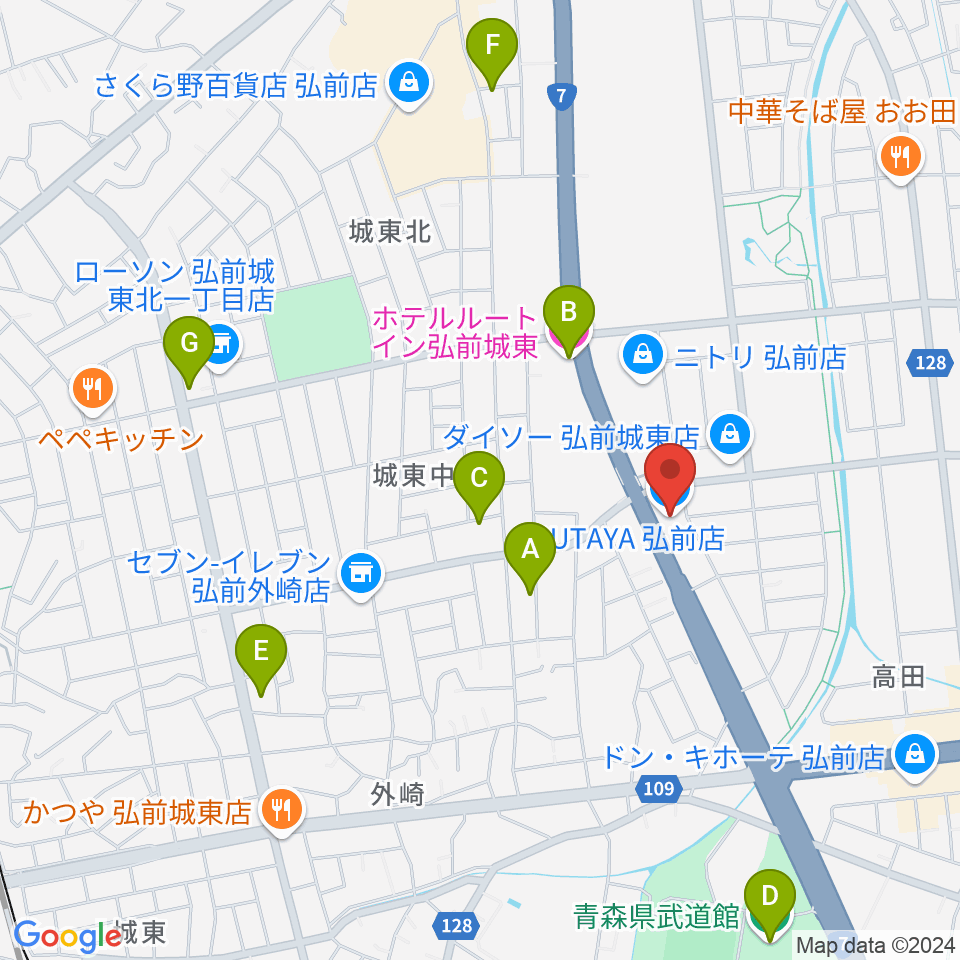 TSUTAYA 弘前店周辺のホテル一覧地図