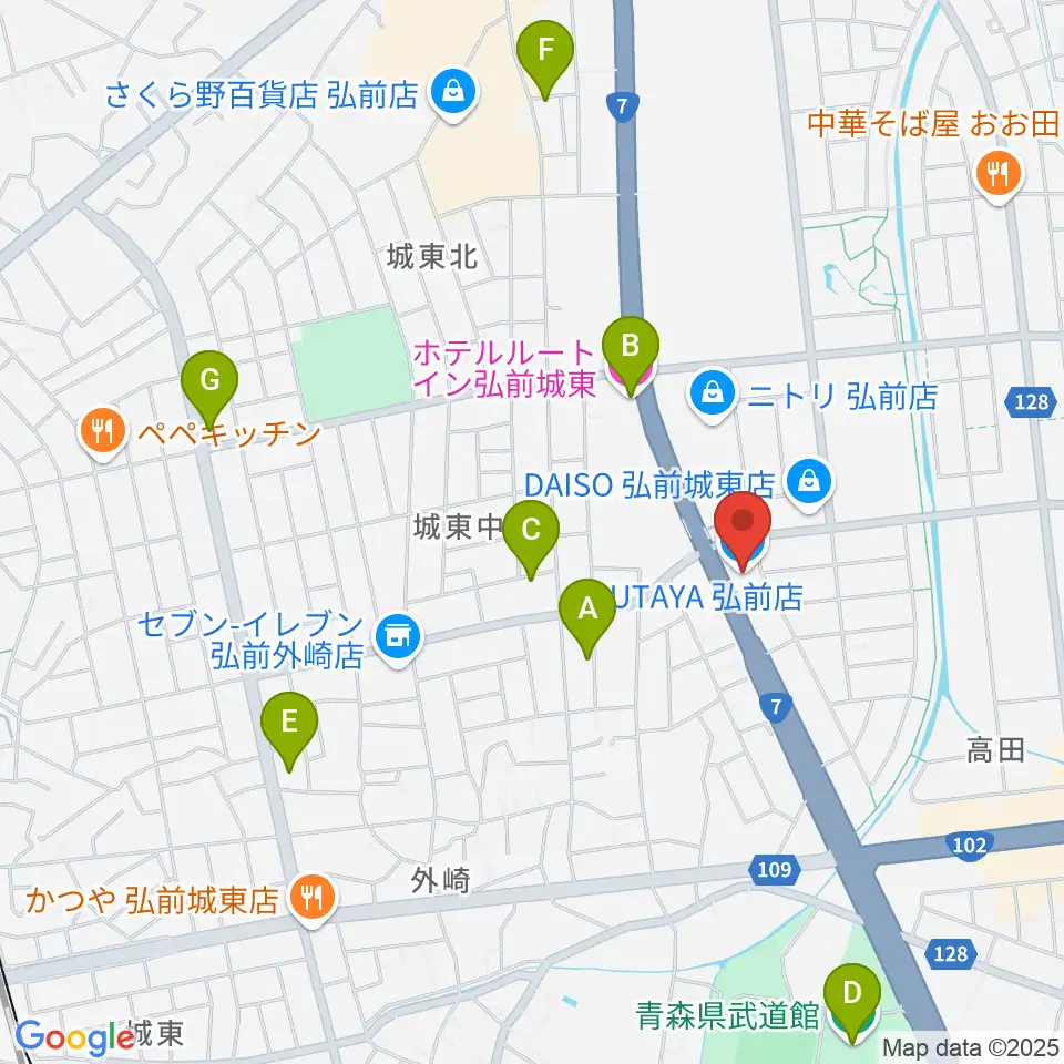 TSUTAYA 弘前店周辺のホテル一覧地図