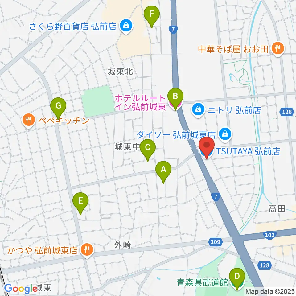 TSUTAYA 弘前店周辺のホテル一覧地図