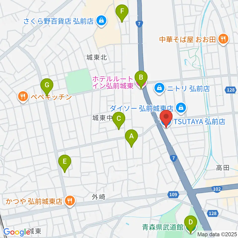 TSUTAYA 弘前店周辺のホテル一覧地図