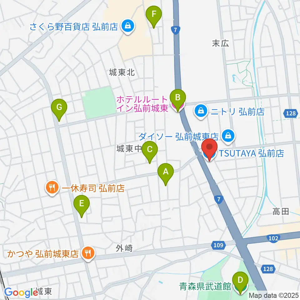 TSUTAYA 弘前店周辺のホテル一覧地図