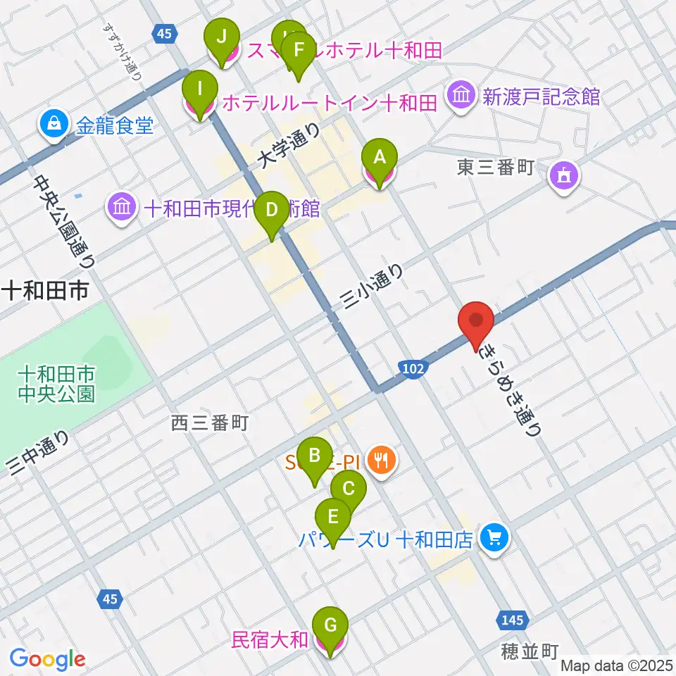 TSUTAYA 十和田店周辺のホテル一覧地図