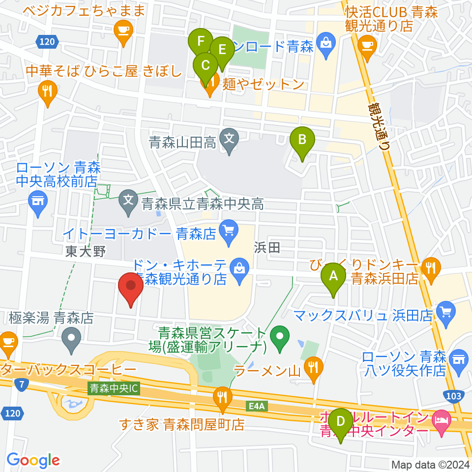 TSUTAYA 青森中央店周辺のホテル一覧地図